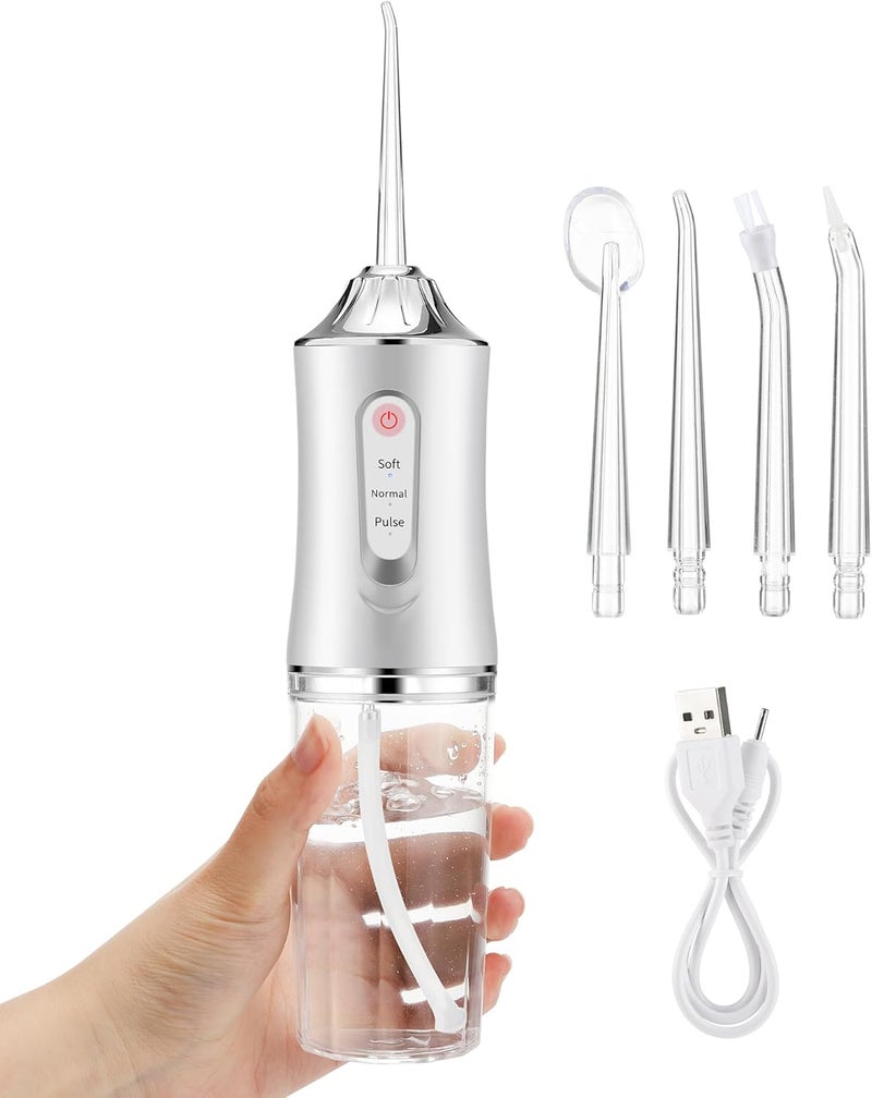 Cordless Water Flosser, Dental Oral Irrigator, Waterproof Water Flosser Teeth Cleaner, 3 Modes and 4 Nozzles, USB Rechargeable and Portable Water Flosser for Women and Men - Image 2